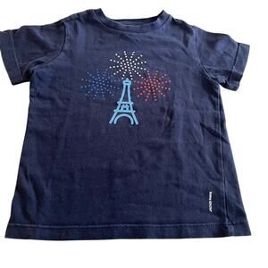 Jacadi Boys Navy Cotton Eiffel Tower Graphic Tee Tshirt size 4